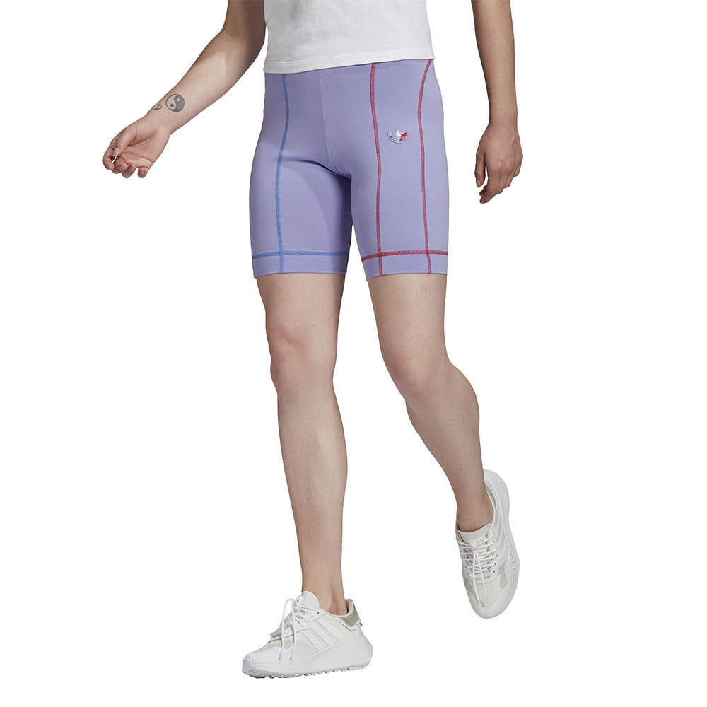 adidas Originals – adicolor – Lilafarbene Leggingshorts mit Dreiblattlogo günstig online kaufen