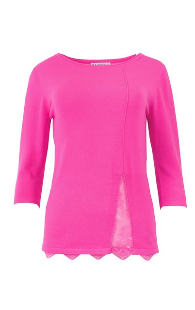 Passioni Kurzarmpullover in Pink mit Spitze-Detail günstig online kaufen