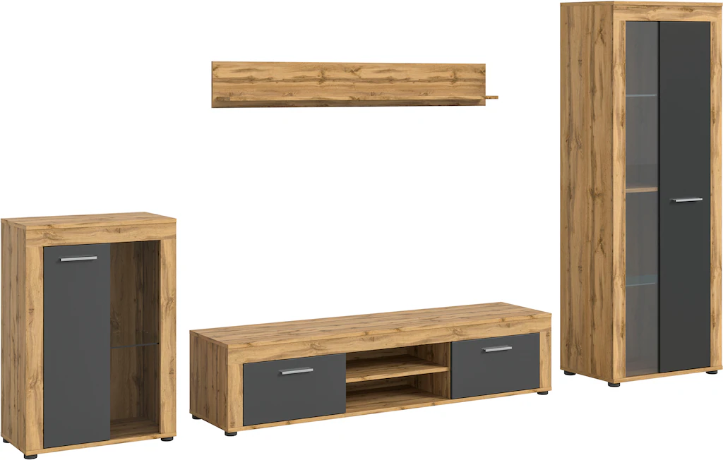 INOSIGN Wohnzimmer-Set "Aosta, 4-tlg., best. aus: Vitrine, Lowboard, Wandbo günstig online kaufen