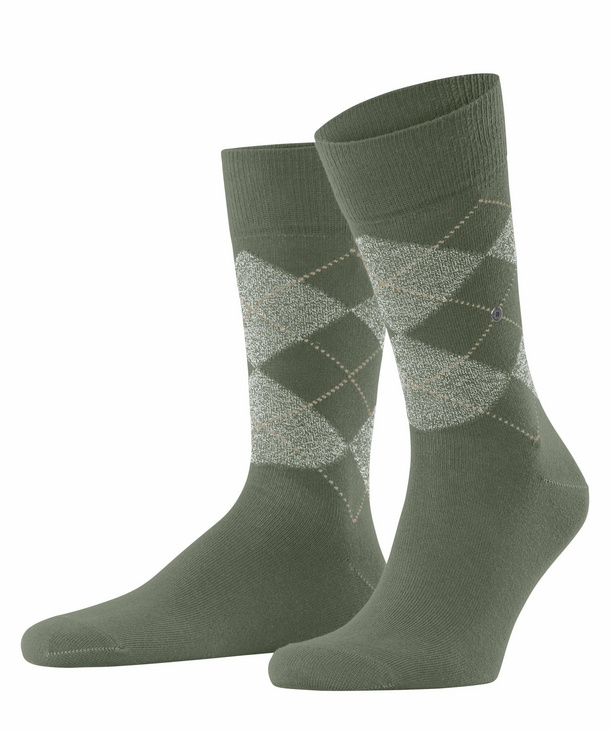 Burlington Birmingham Herren Socken, 40-46, Grün, Argyle, Baumwolle (Bio), günstig online kaufen