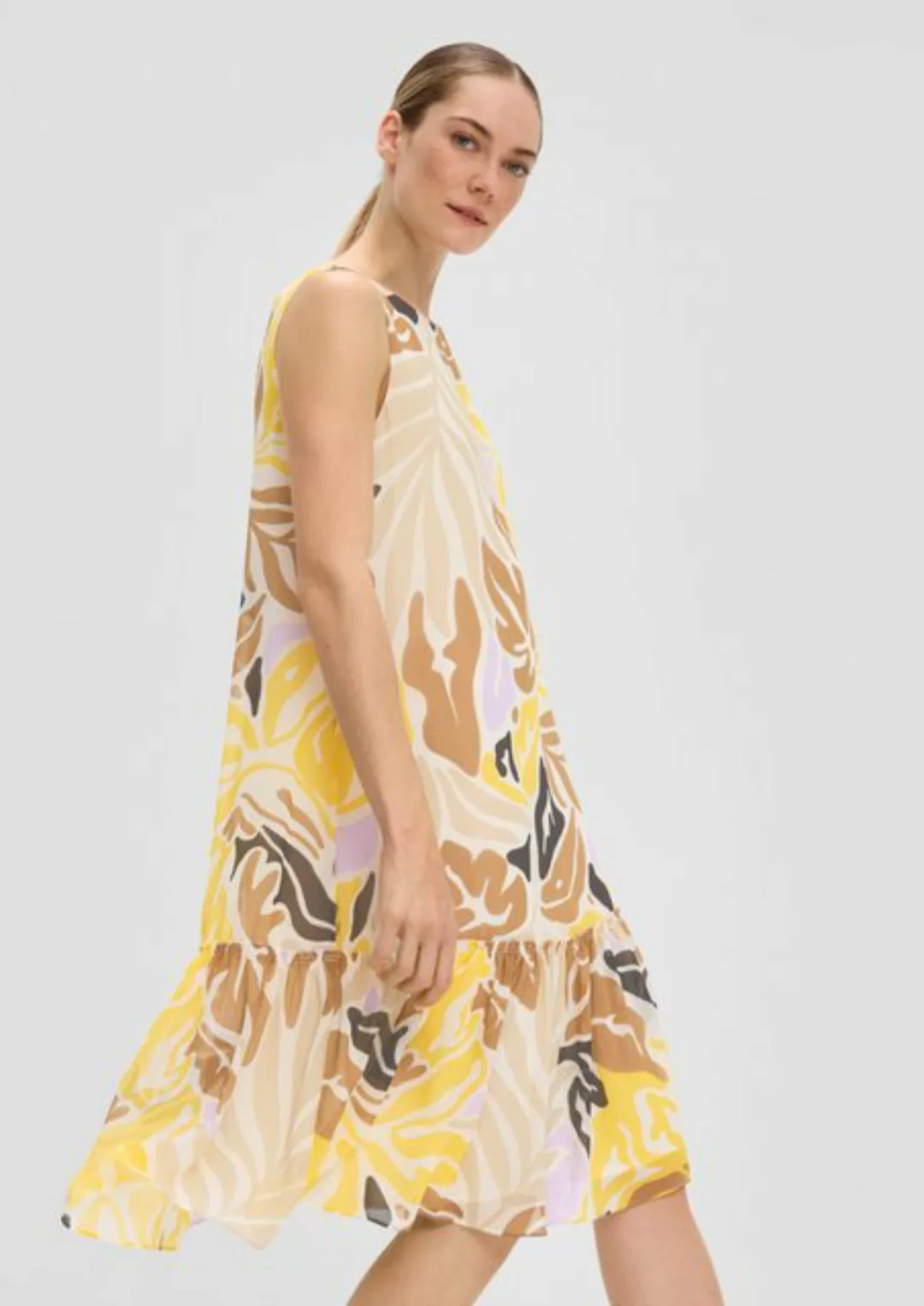 s.Oliver BLACK LABEL Minikleid Chiffon-Kleid mit Volants Durchzugkordel günstig online kaufen