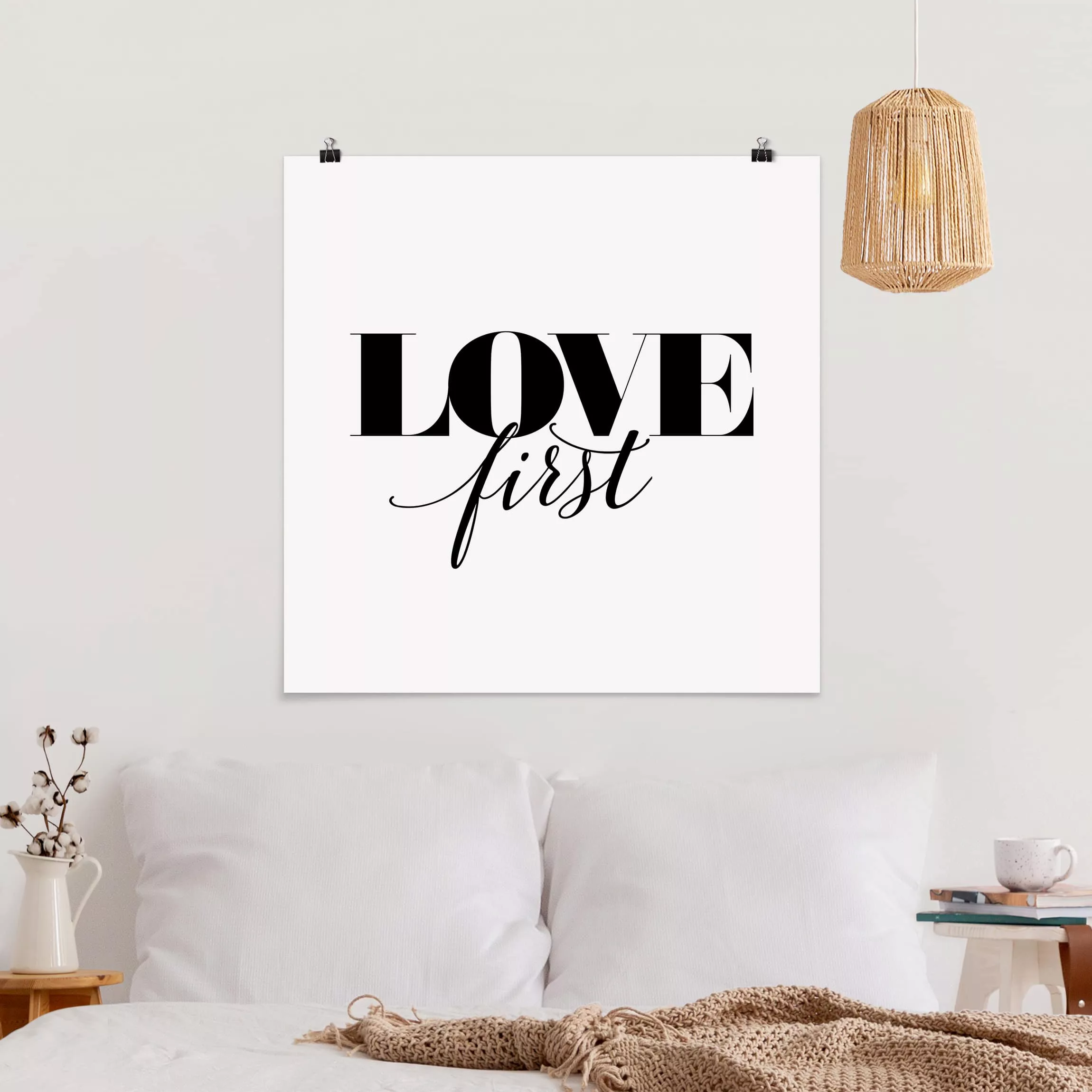 Poster Spruch - Quadrat Love first günstig online kaufen