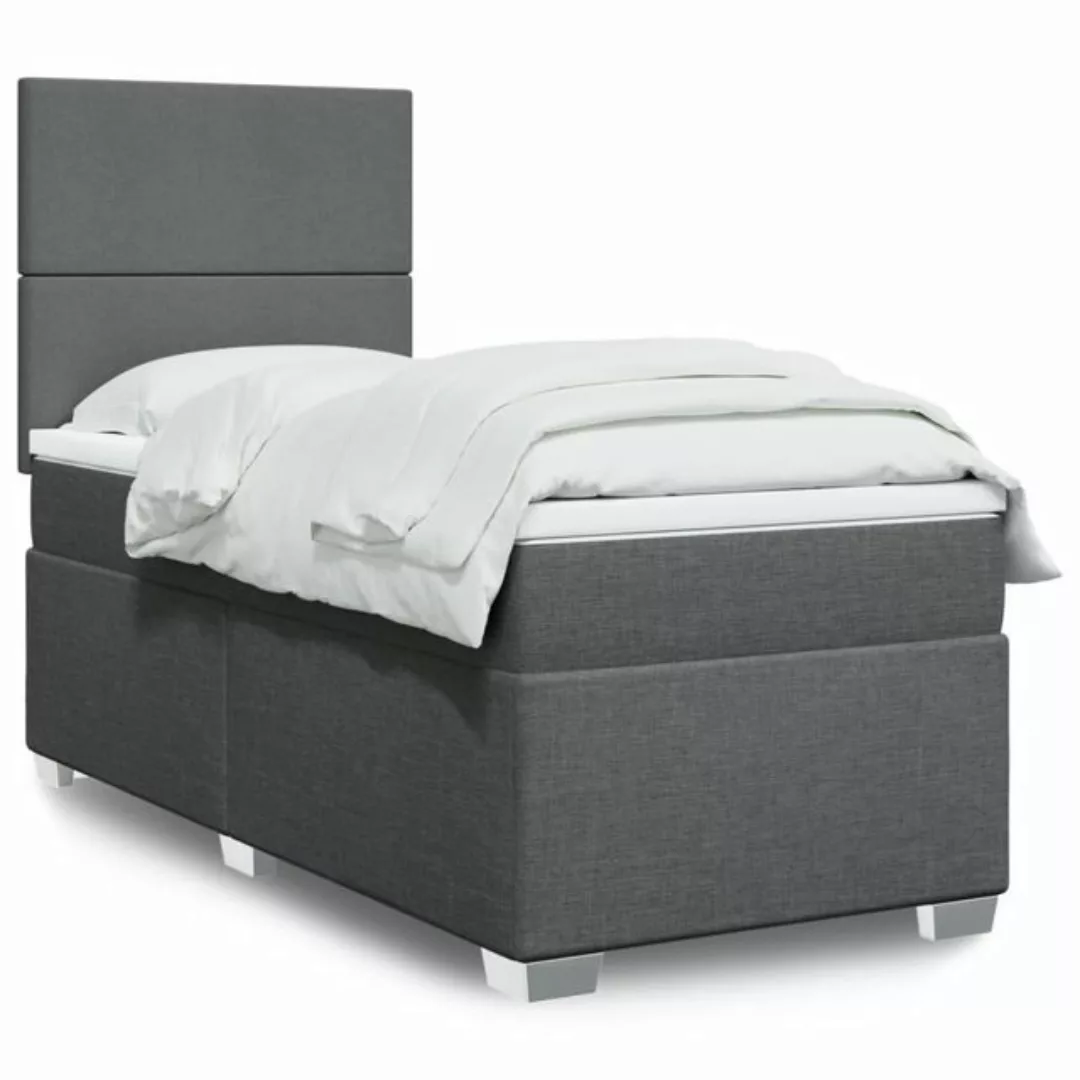 furnicato Bettgestell Boxspringbett mit Matratze Dunkelgrau 80x200 cm Stoff günstig online kaufen