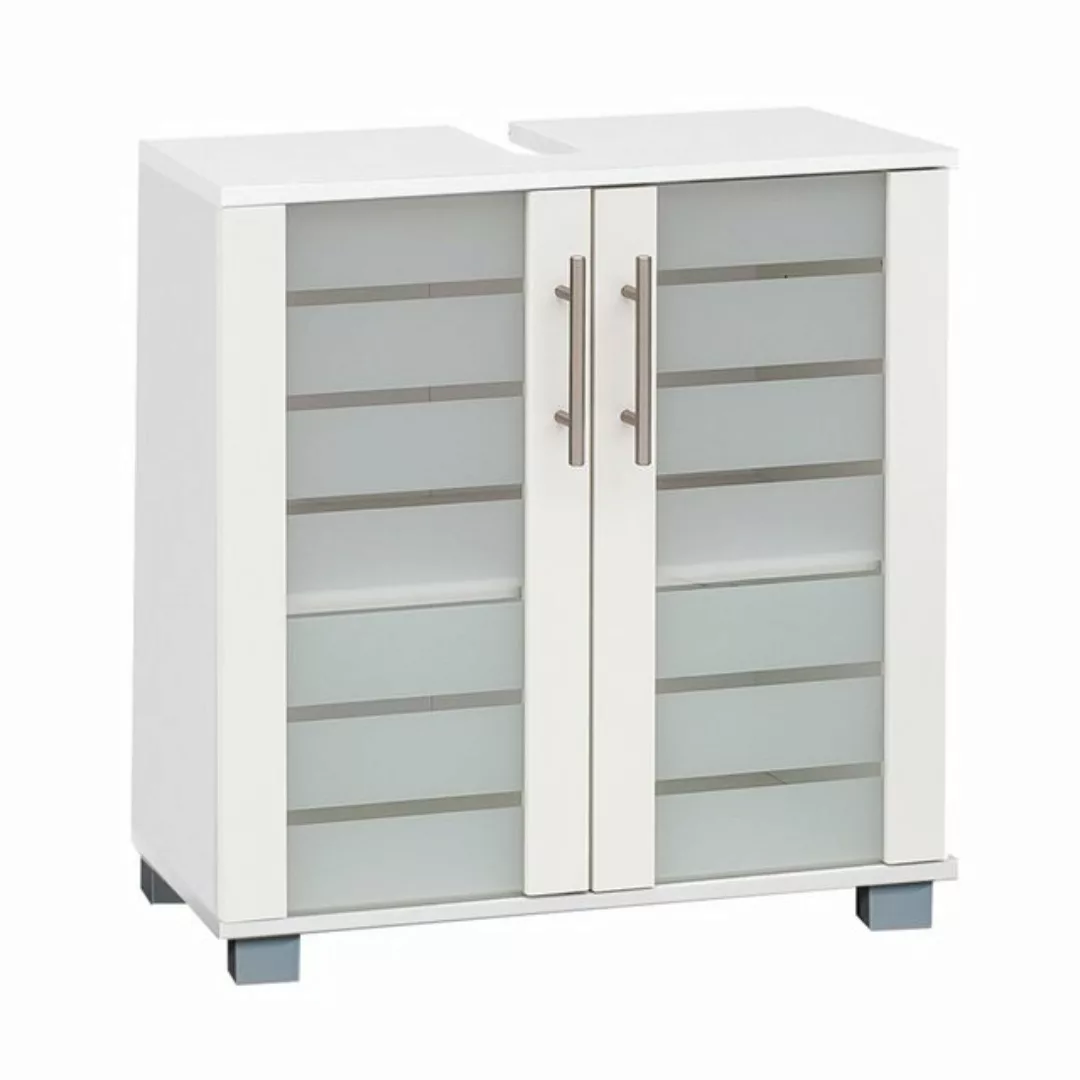 Lomadox Waschbeckenschrank NOCI-80 Weiß mit Milchglas 59,8/62,4/32,6 cm günstig online kaufen