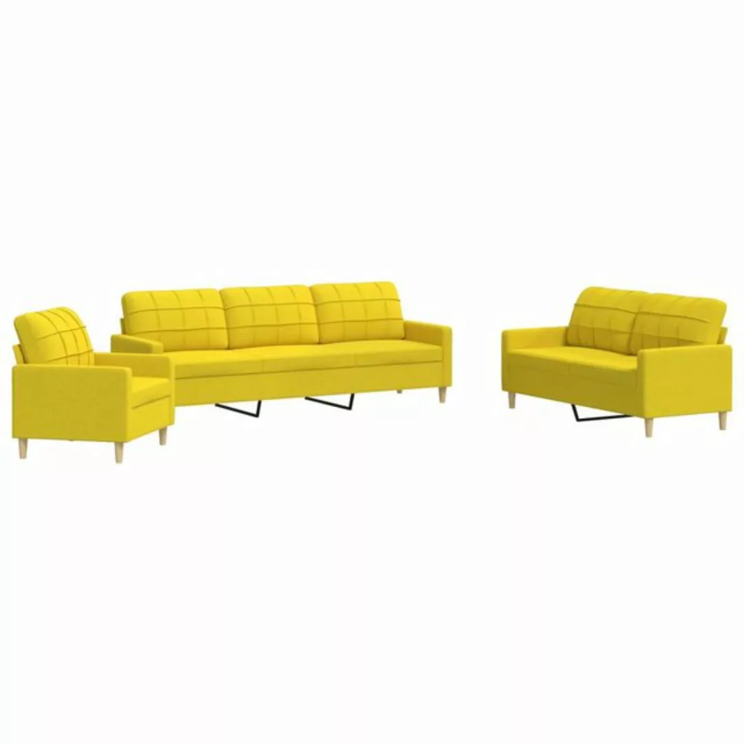 vidaXL Sofa 3-tlg. Sofagarnitur Hellgelb Stoff günstig online kaufen