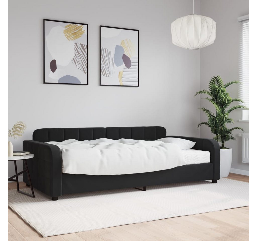 vidaXL Gästebett Gästebett Tagesbett mit Matratze Schwarz 100x200 cm Samt B günstig online kaufen