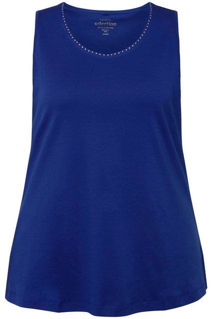 Ulla Popken Longtop Pima Cotton-Top A-Linie Rundhals ärmellos günstig online kaufen