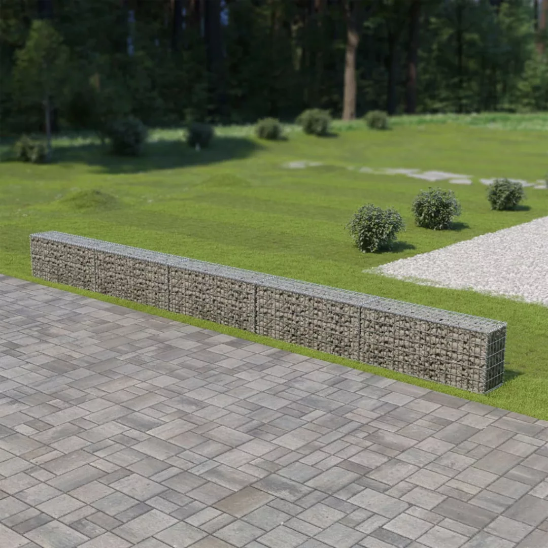 vidaXL Gartenzaun Gabionenwand mit Abdeckung Verzinkter günstig online kaufen