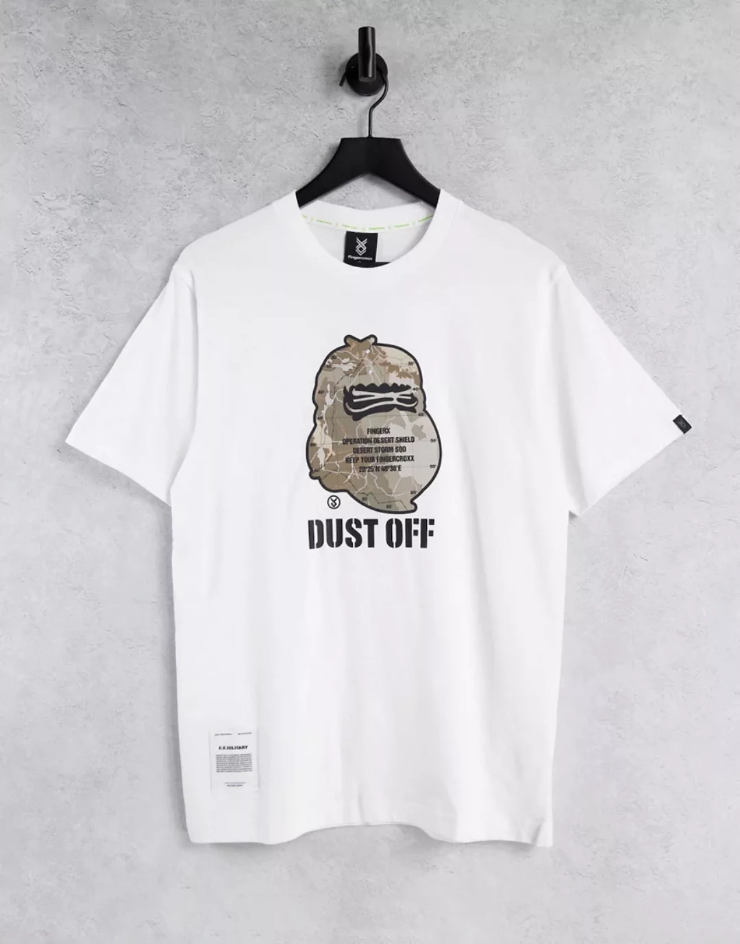 Fingercroxx – T-Shirt in Weiß mit „Dust Off“-Print günstig online kaufen