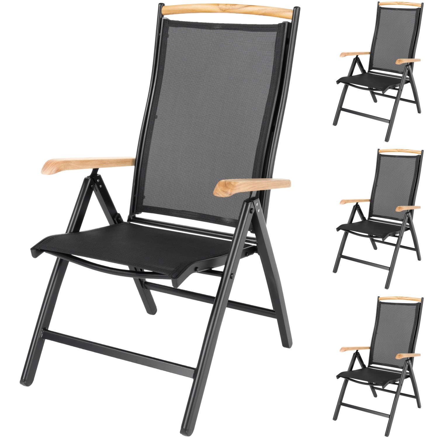 ib style Gartenstuhl 4er Set Diplomat Klappstuhl aus Aluminium und Teakholz günstig online kaufen