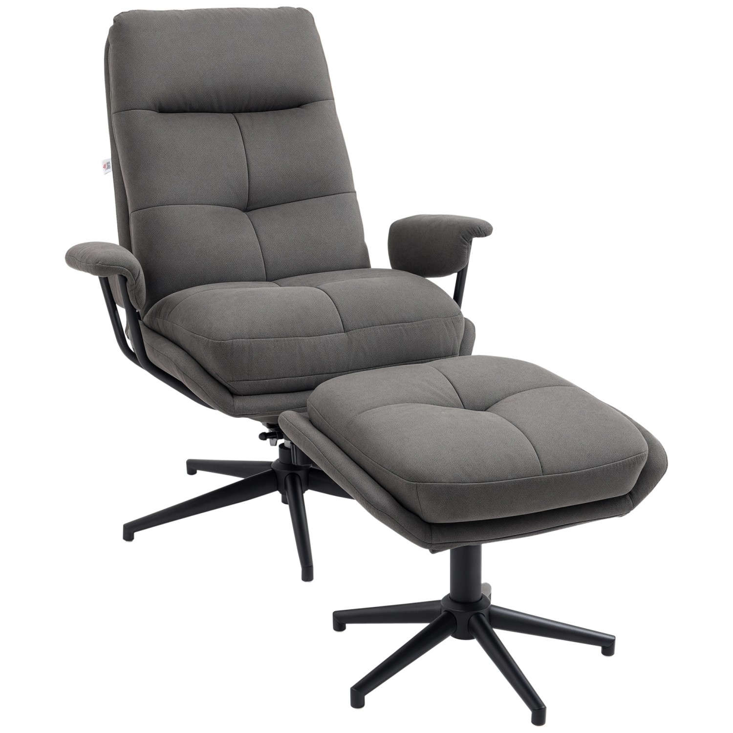 HOMCOM Relaxsessel mit Hocker Mikrofaser Stahl Mehrschichtplatte Dunkelgrau günstig online kaufen