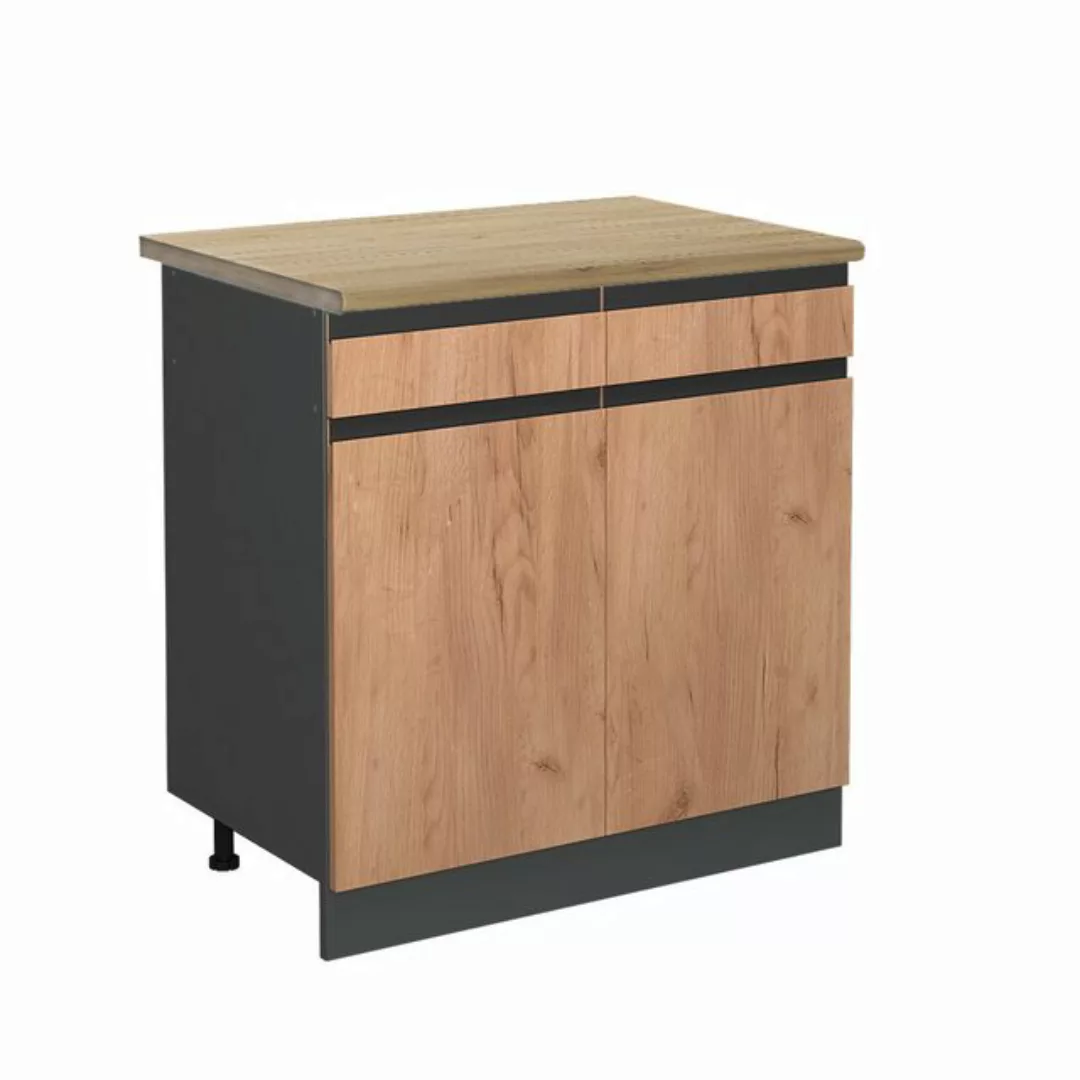 Vicco Unterschrank R-Line, Goldkraft Eiche/Anthrazit, 80 cm, AP Eiche günstig online kaufen