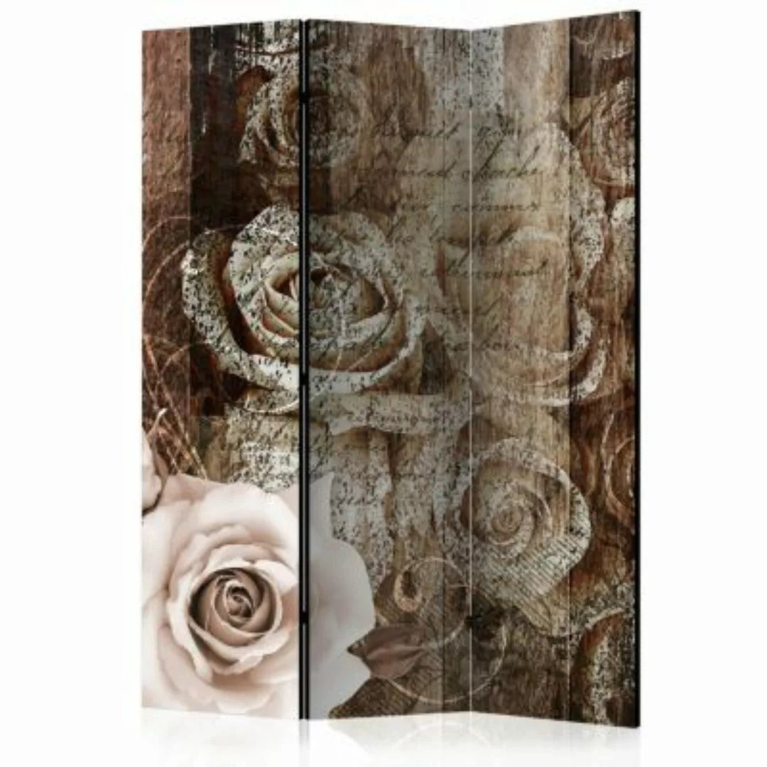 artgeist Paravent Old Wood & Roses [Room Dividers] mehrfarbig Gr. 135 x 172 günstig online kaufen