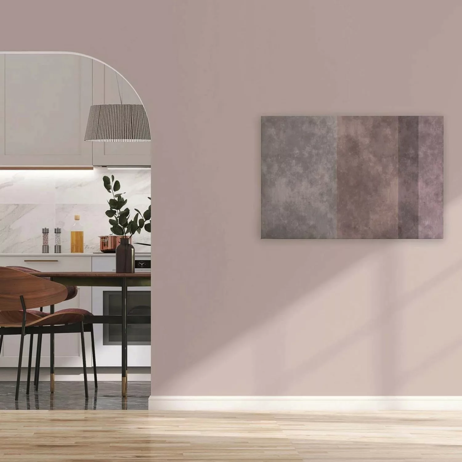 Bricoflor Deko Wandbild In Beton Optik Mit Streifen Grau Rosa Leinwandbild günstig online kaufen