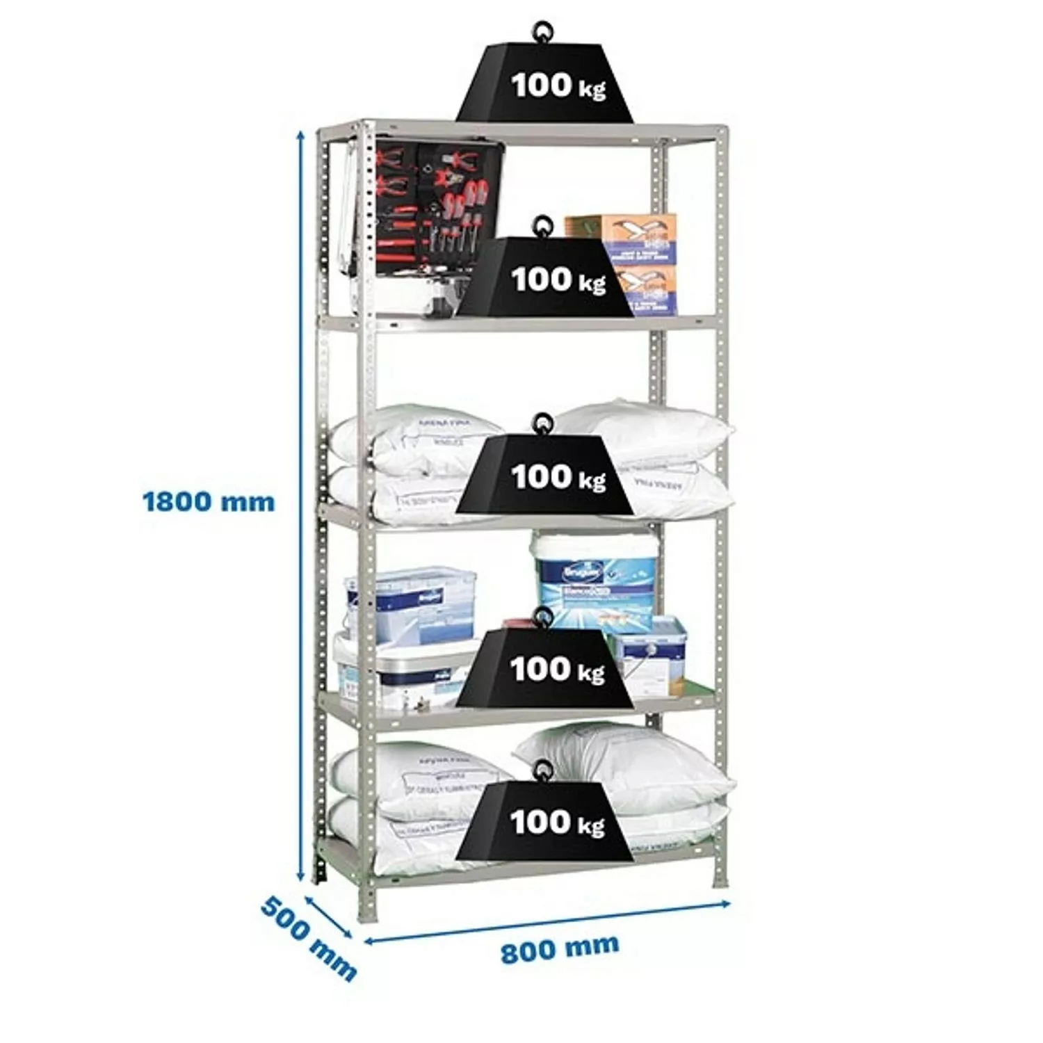 PROREGAL Schraubregal Panda HxBxT 180 x 80 x 50 cm Fachlast 100 kg Grau günstig online kaufen