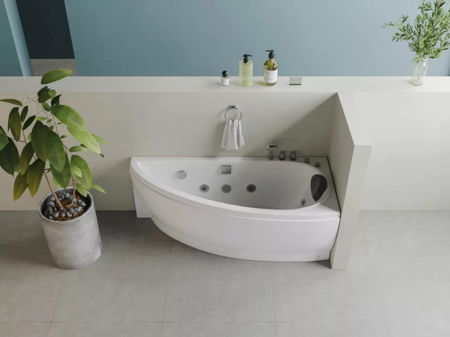 Whirlpool-Badewanne asymmetrisch - Weiß - 1 Person - 160 x 75 cm - Ecke rec günstig online kaufen