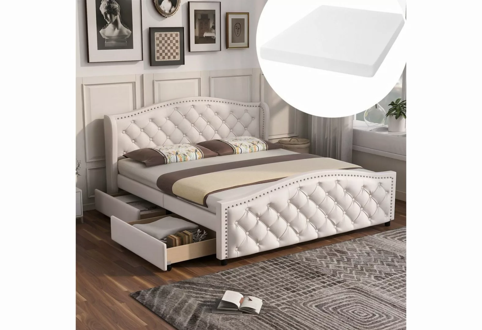SOFTWEARY Polsterbett (Doppelbett mit Komfortschaummatratze, 140x200 cm), 1 günstig online kaufen