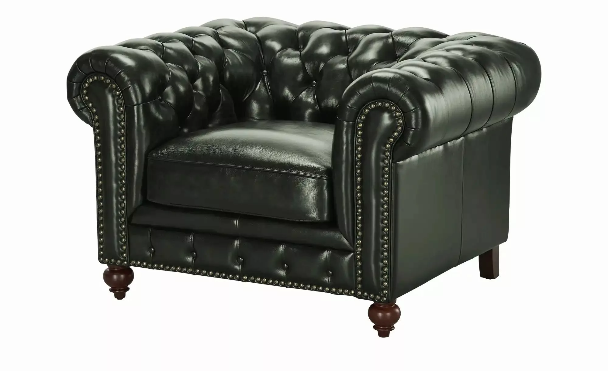 uno Ledersessel im Vintage-Look Chesterfield ¦ grün ¦ Maße (cm): B: 124 H: günstig online kaufen