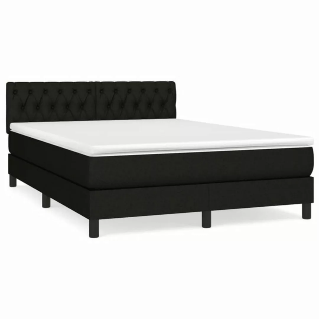 furnicato Bett Boxspringbett mit Matratze Schwarz 140x200 cm Stoff (1-tlg) günstig online kaufen