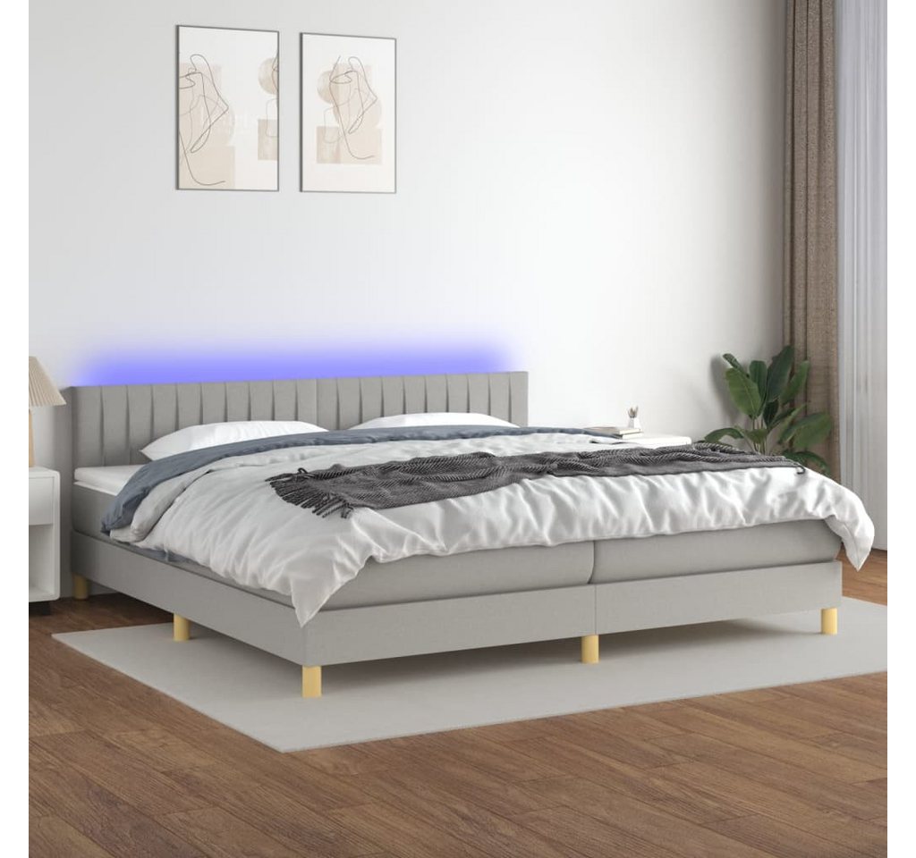 vidaXL Boxspringbett Boxspringbett mit Matratze LED Hellgrau 200x200 cm Sto günstig online kaufen