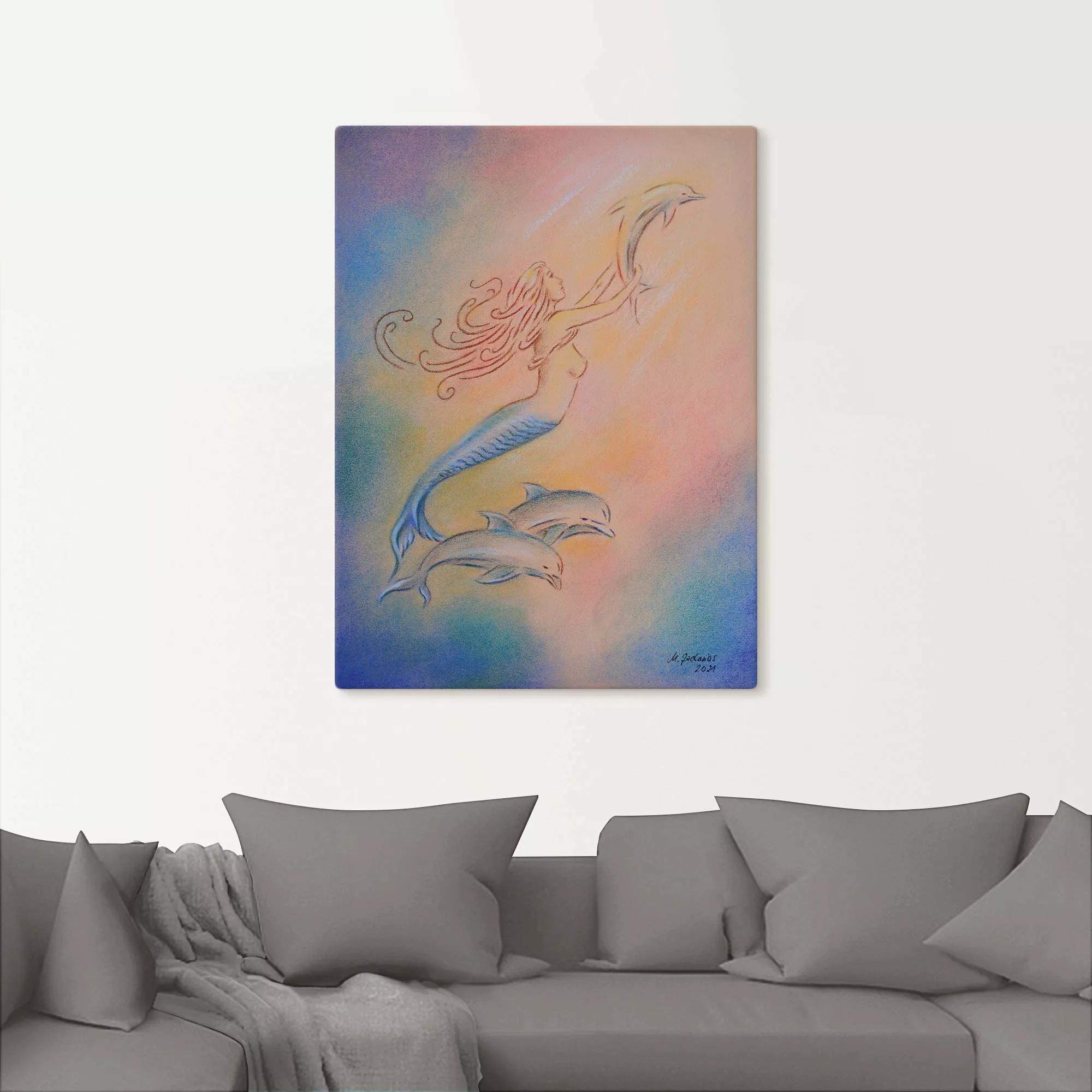 Artland Leinwandbild »Delphine Engel«, klassische Fantasie, (1 St.), auf Ke günstig online kaufen