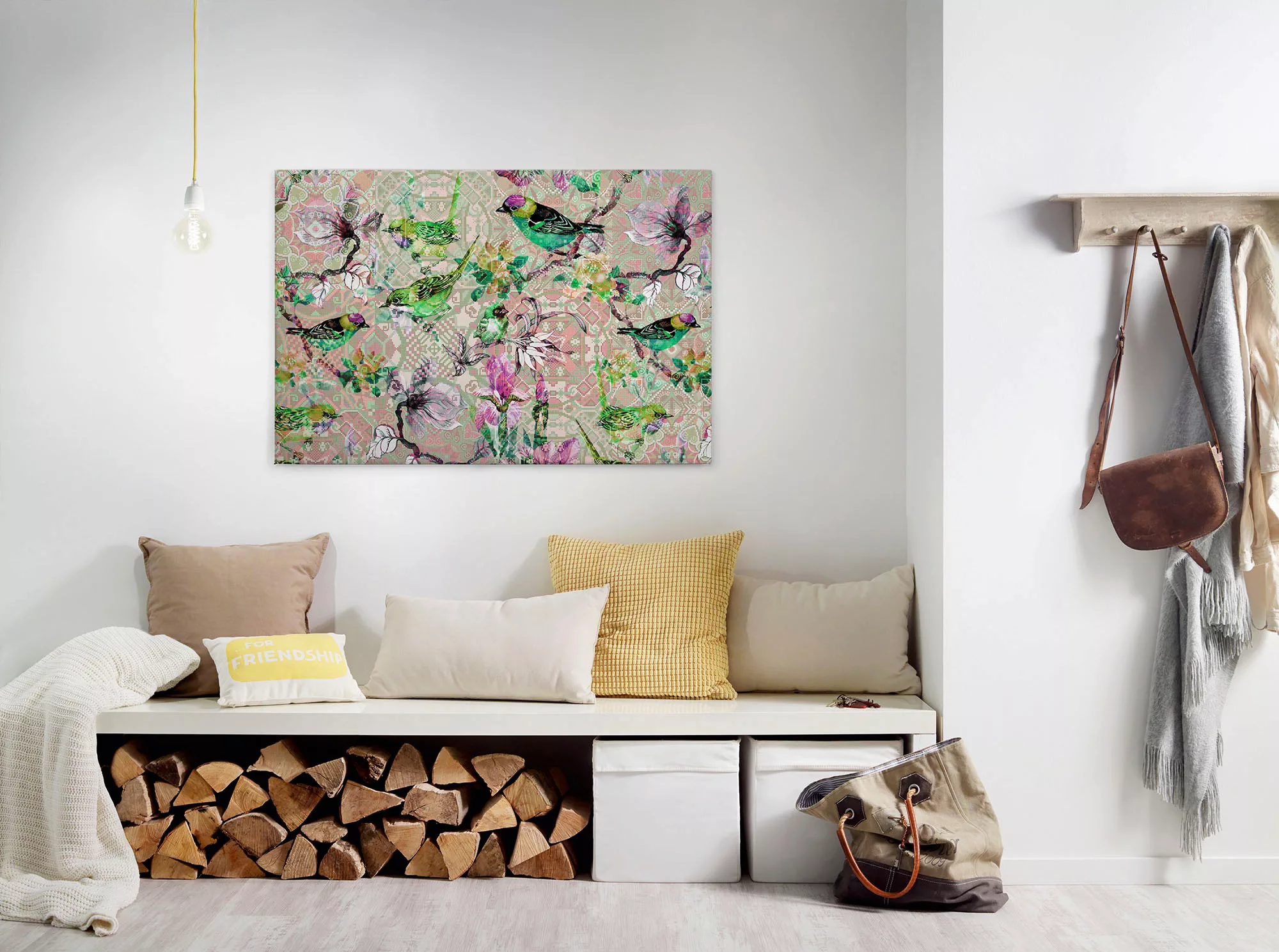 Bricoflor Buntes Leinwandbild Mit Vögeln Für Wohn Und Schlafzimmer Vogel Wa günstig online kaufen