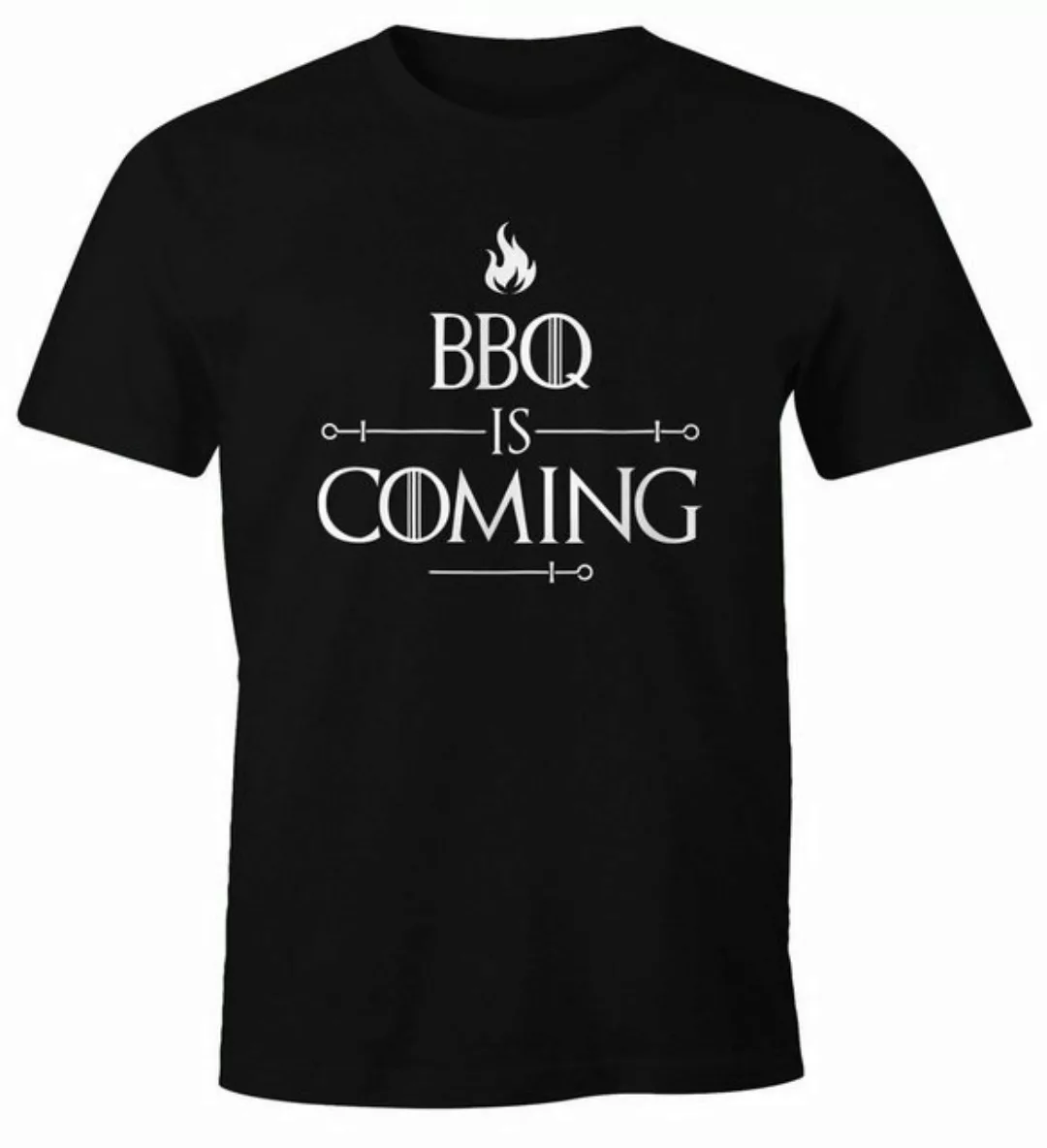 MoonWorks Print-Shirt Herren T-Shirt BBQ Is Coming Barbecue Grillen Spruch günstig online kaufen