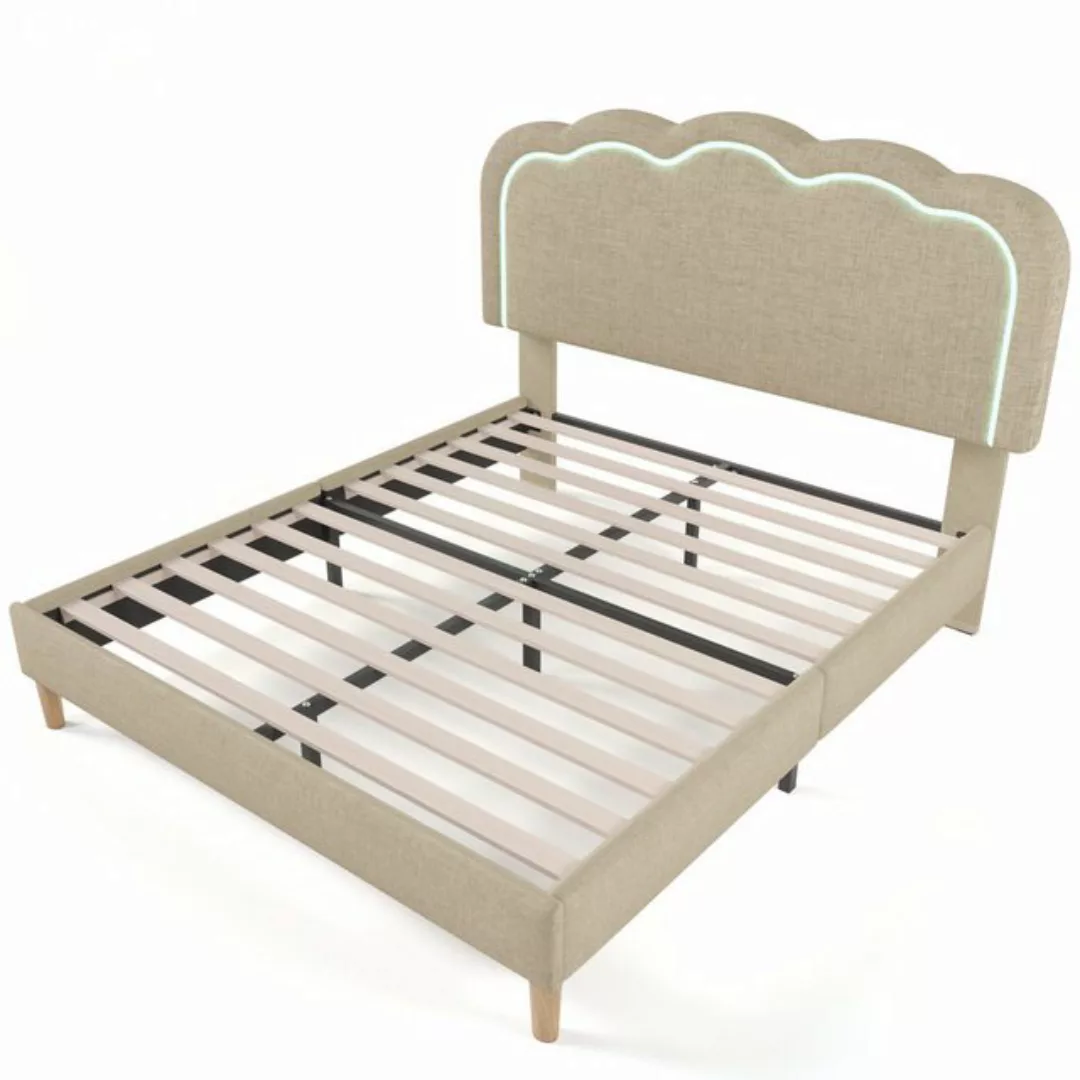 Gotagee Polsterbett LED Doppelbett 140x200 Jugendbett Gästebett Leinenmater günstig online kaufen