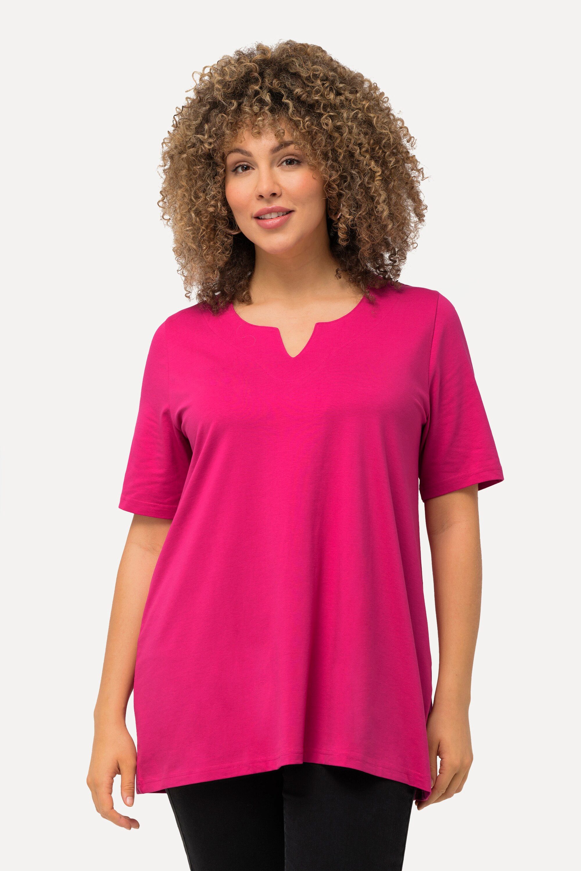 Ulla Popken T-Shirt T-Shirt A-Linie Carré-Ausschnitt günstig online kaufen