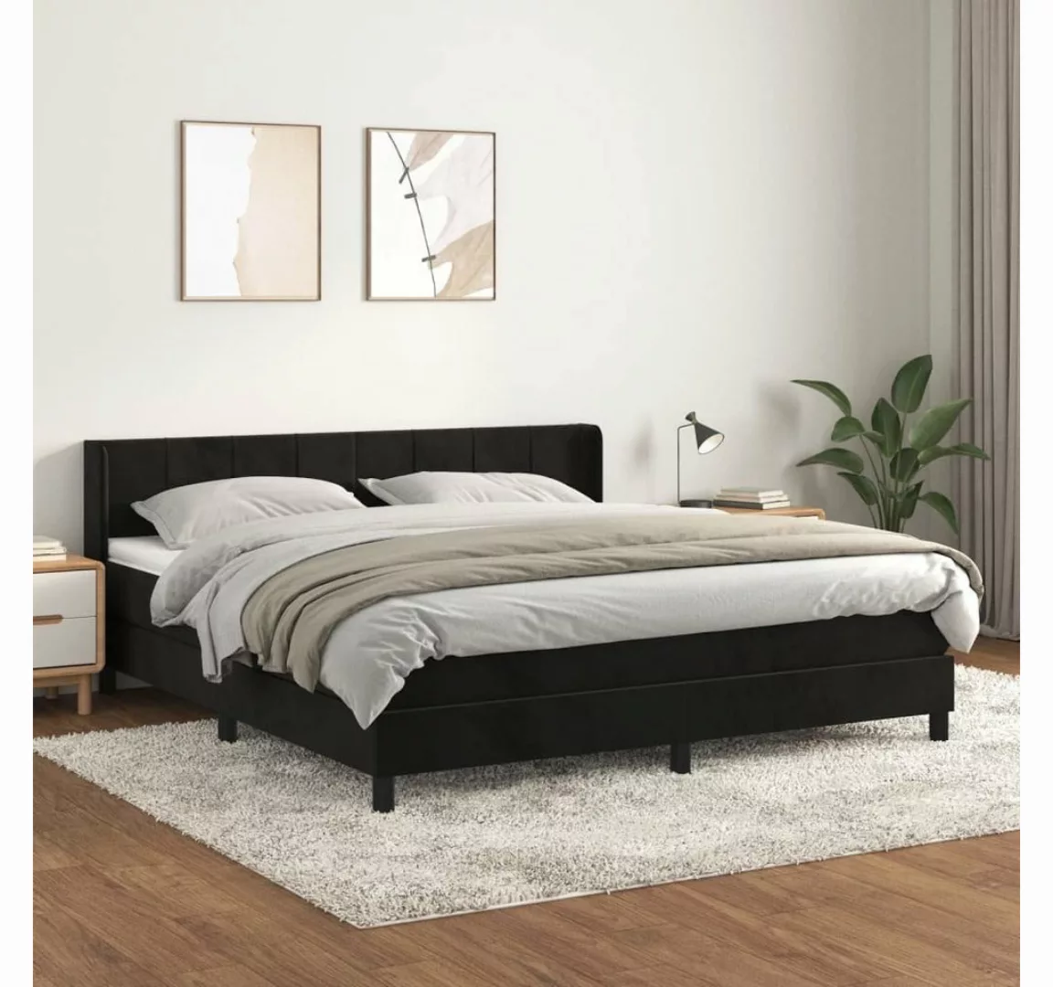 furnicato Bett Boxspringbett mit Matratze Schwarz 180x200 cm Samt günstig online kaufen