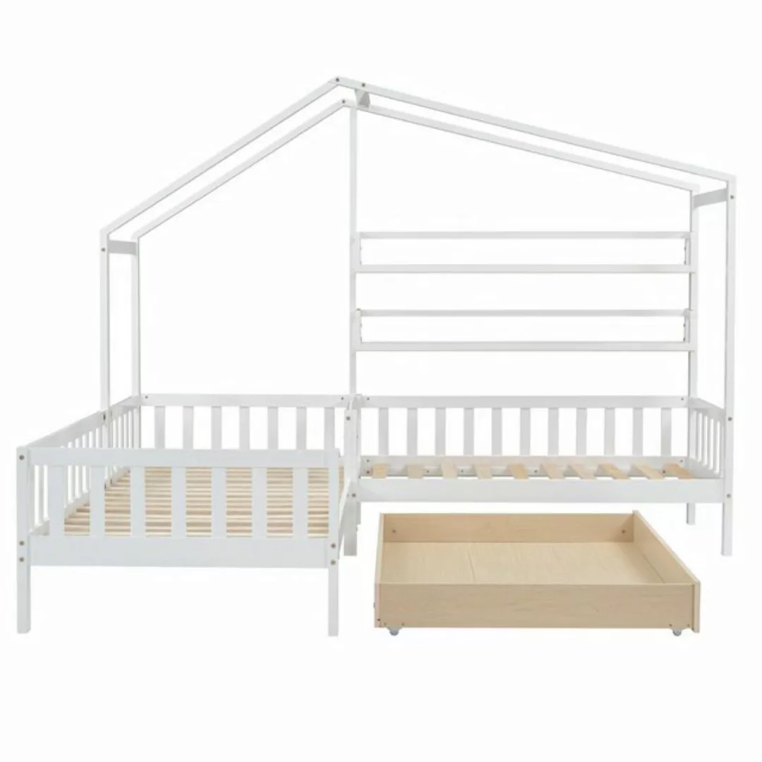 Sweiko Kinderbett (Kombinationsbett), Hausbett mit Schubladen, Regalen und günstig online kaufen