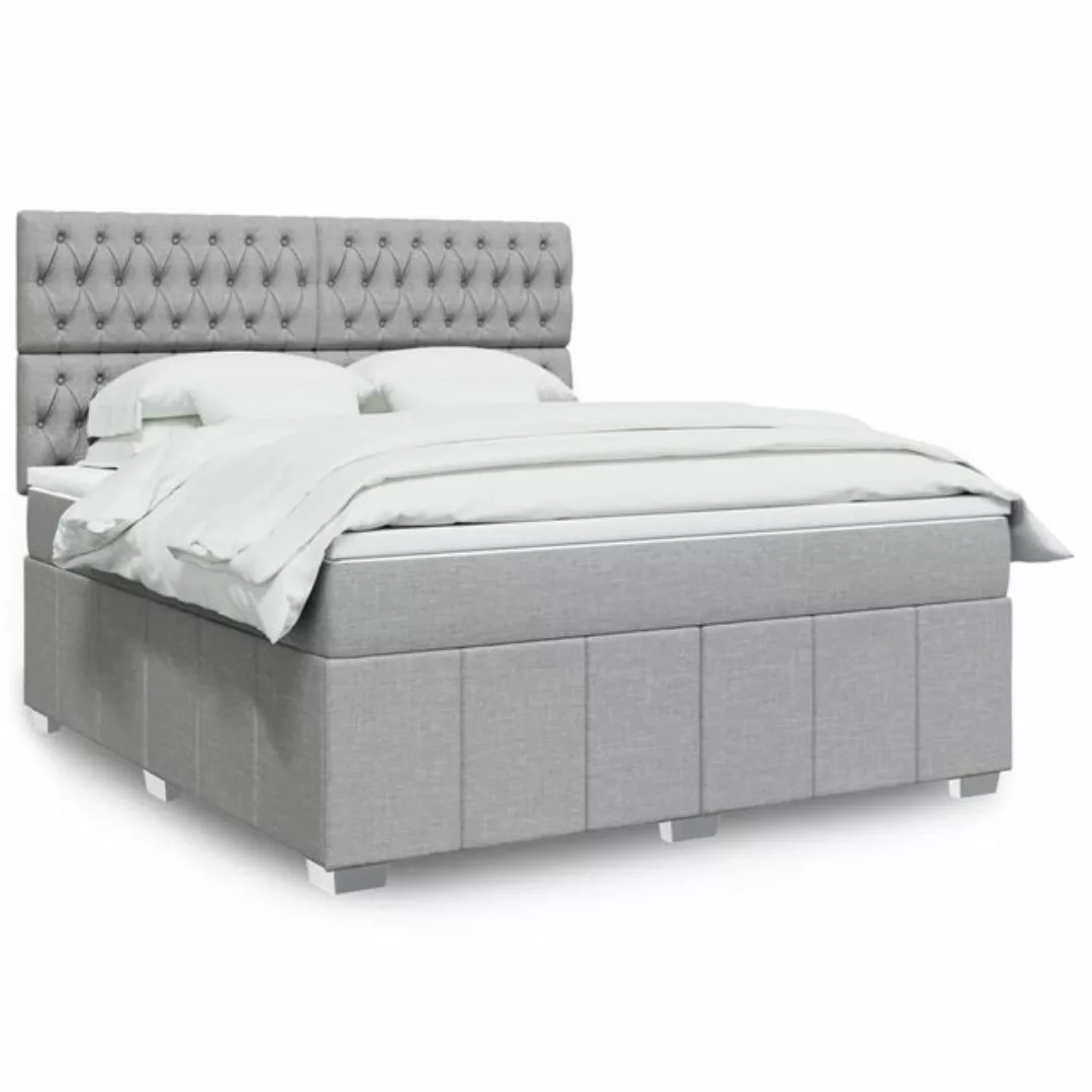 vidaXL Boxspringbett, Boxspringbett mit Matratze Hellgrau 180x200 cm Stoff günstig online kaufen