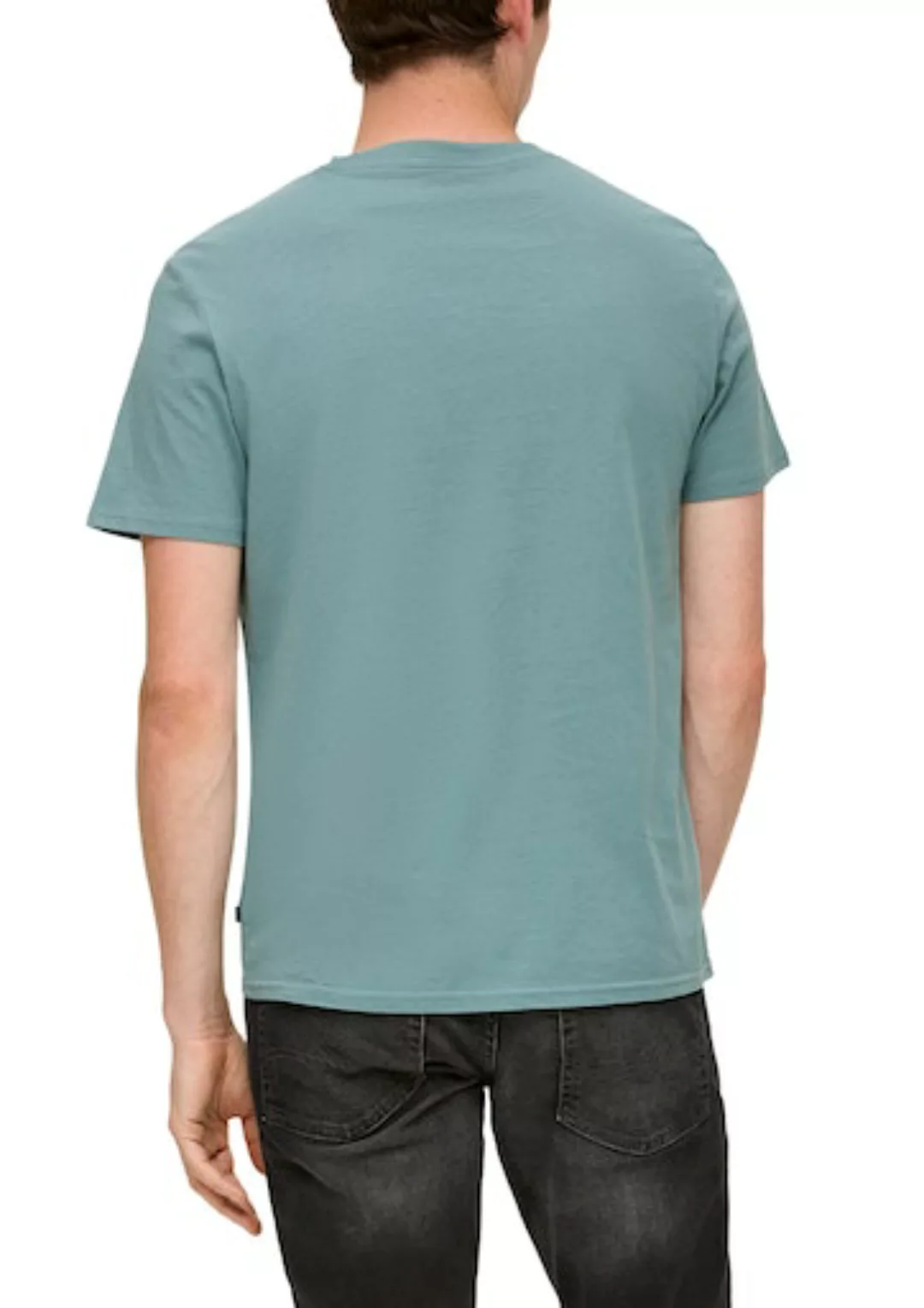 QS T-Shirt mit Rippbündchen am Ausschnitt günstig online kaufen