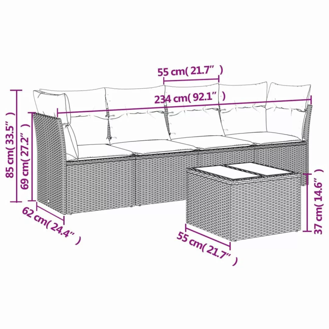 vidaXL Gartenlounge-Set 5-tlg. Garten-Sofagarnitur mit Kissen günstig online kaufen