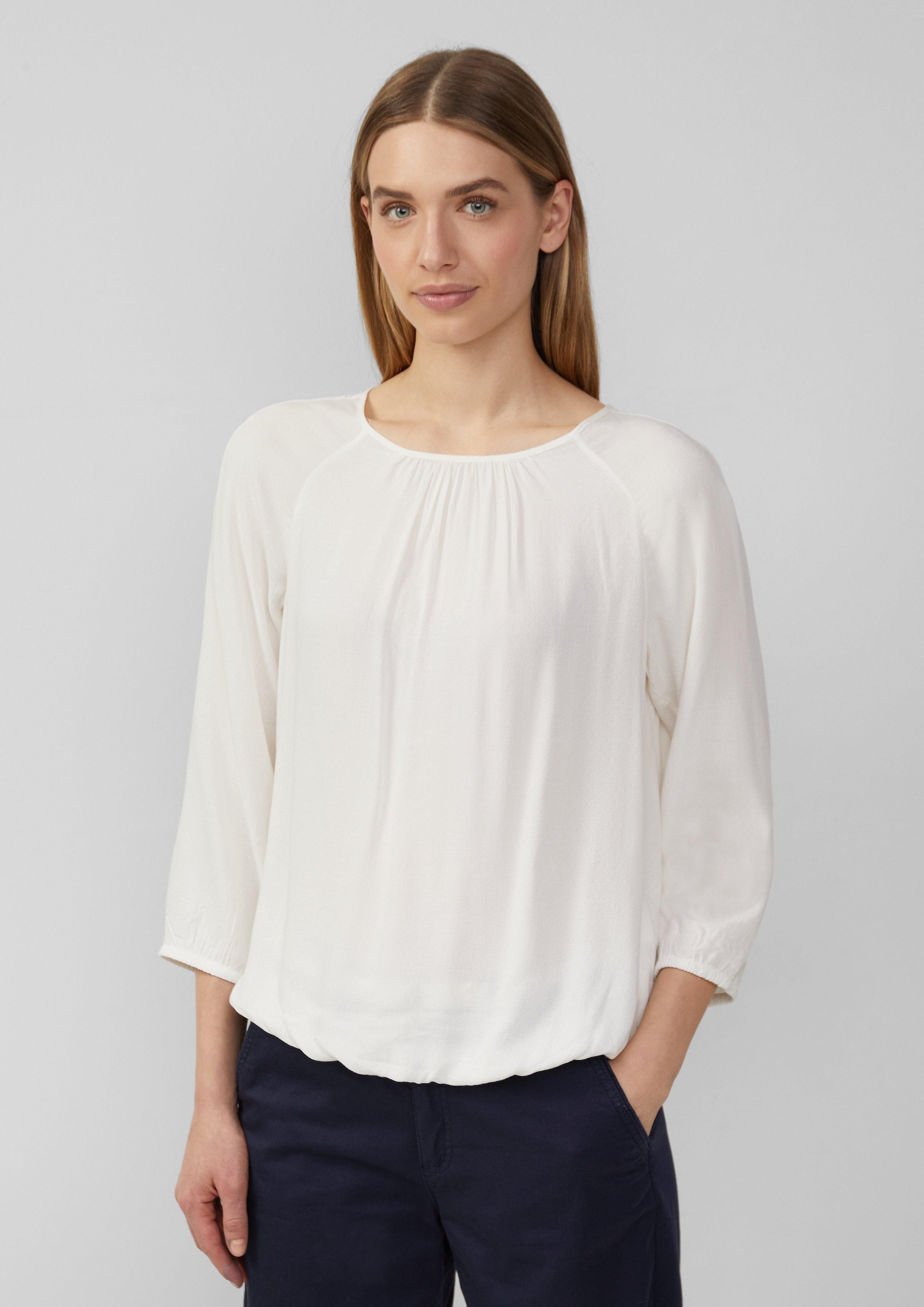 s.Oliver Langarmbluse Strukturierte Viskose-Bluse mit Raff-Details günstig online kaufen