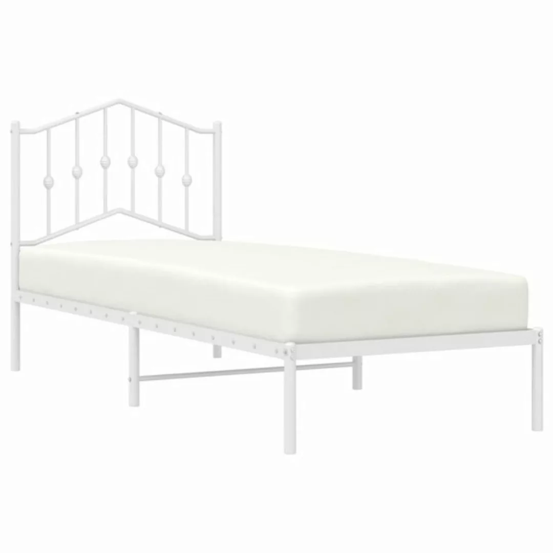 vidaXL Bett Bettgestell mit Kopfteil Metall Weiß 80x200 cm günstig online kaufen