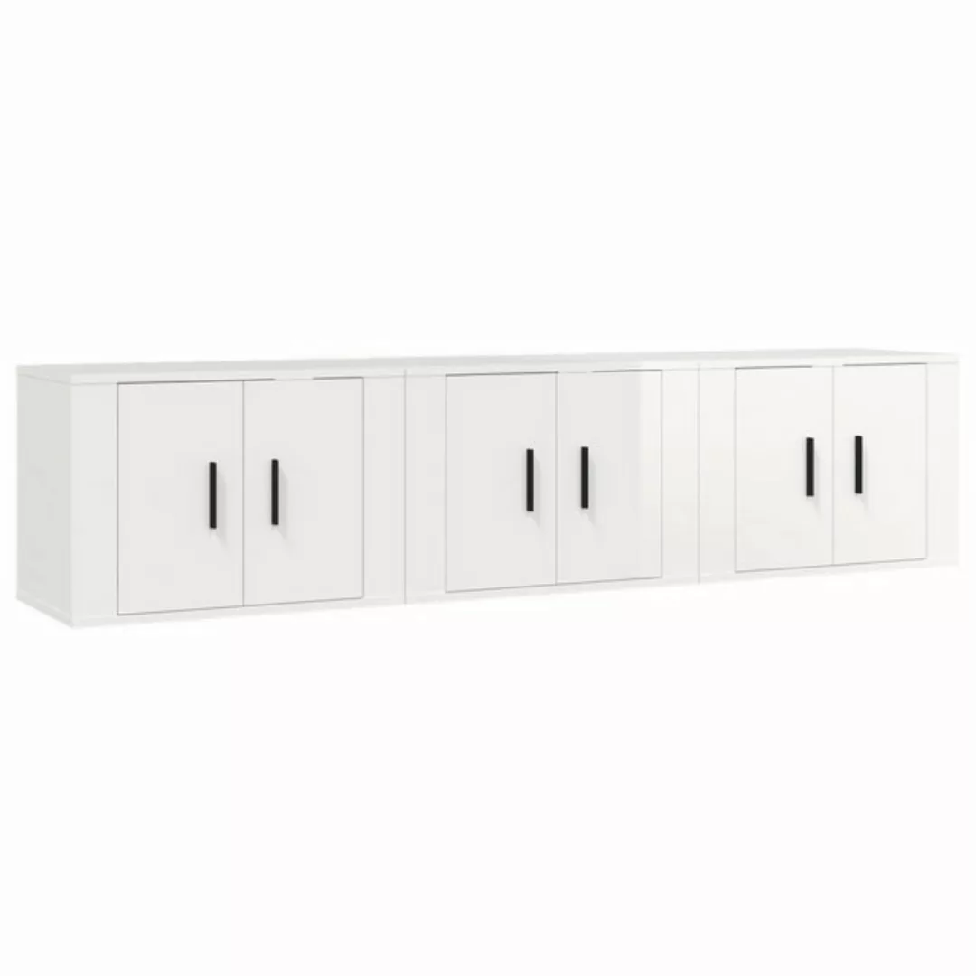 furnicato TV-Schrank TV-Wandschränke 3 Stk. Hochglanz-Weiß 57x34,5x40 cm günstig online kaufen