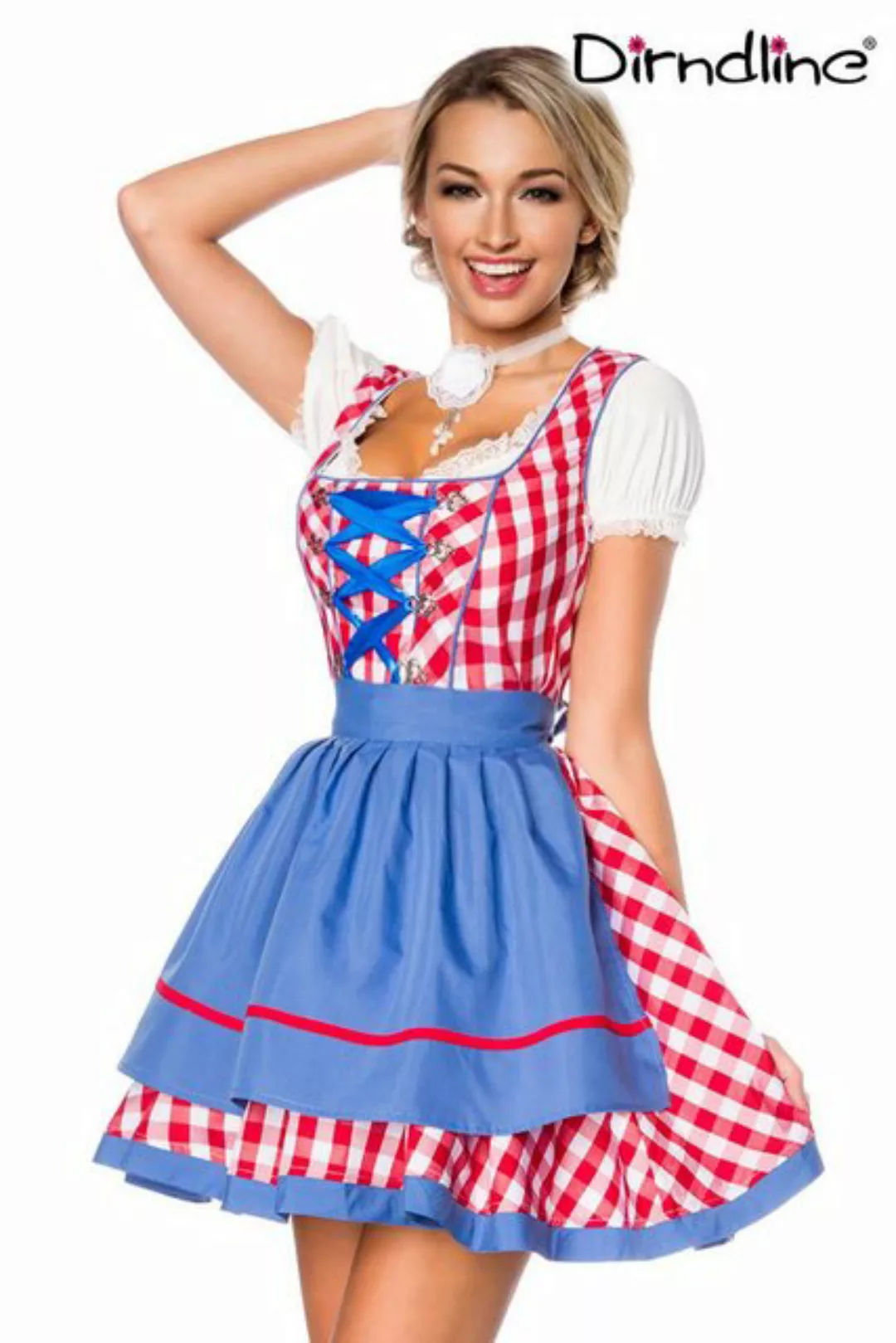 Dirndline Dirndl Wiesn Tracht Dirndl Kleid Oktoberfest Blau Grün Kariert Wa günstig online kaufen