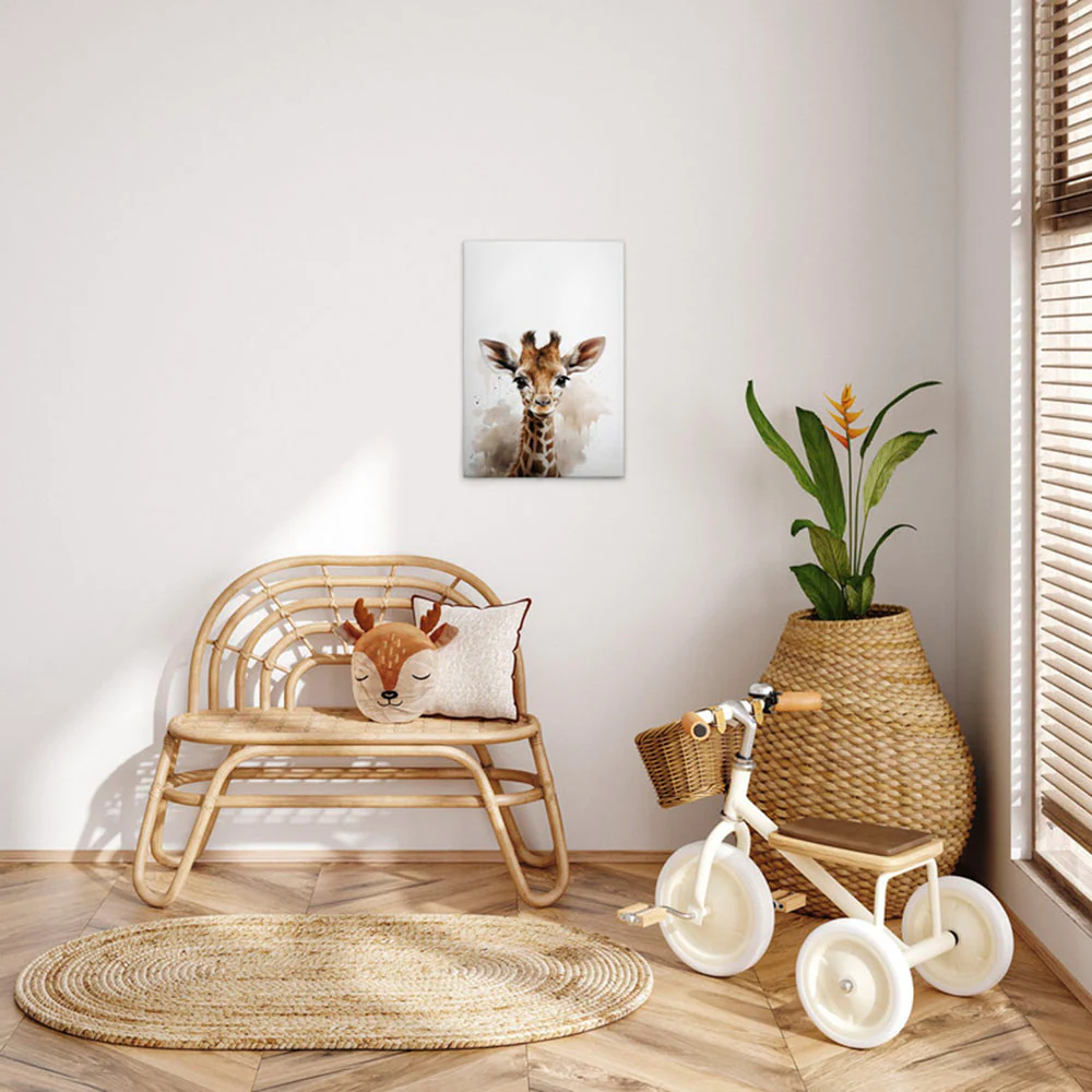 A.S. Création Leinwandbild "Baby Giraffe - Wandbild Weiß Braun Beige Keilra günstig online kaufen