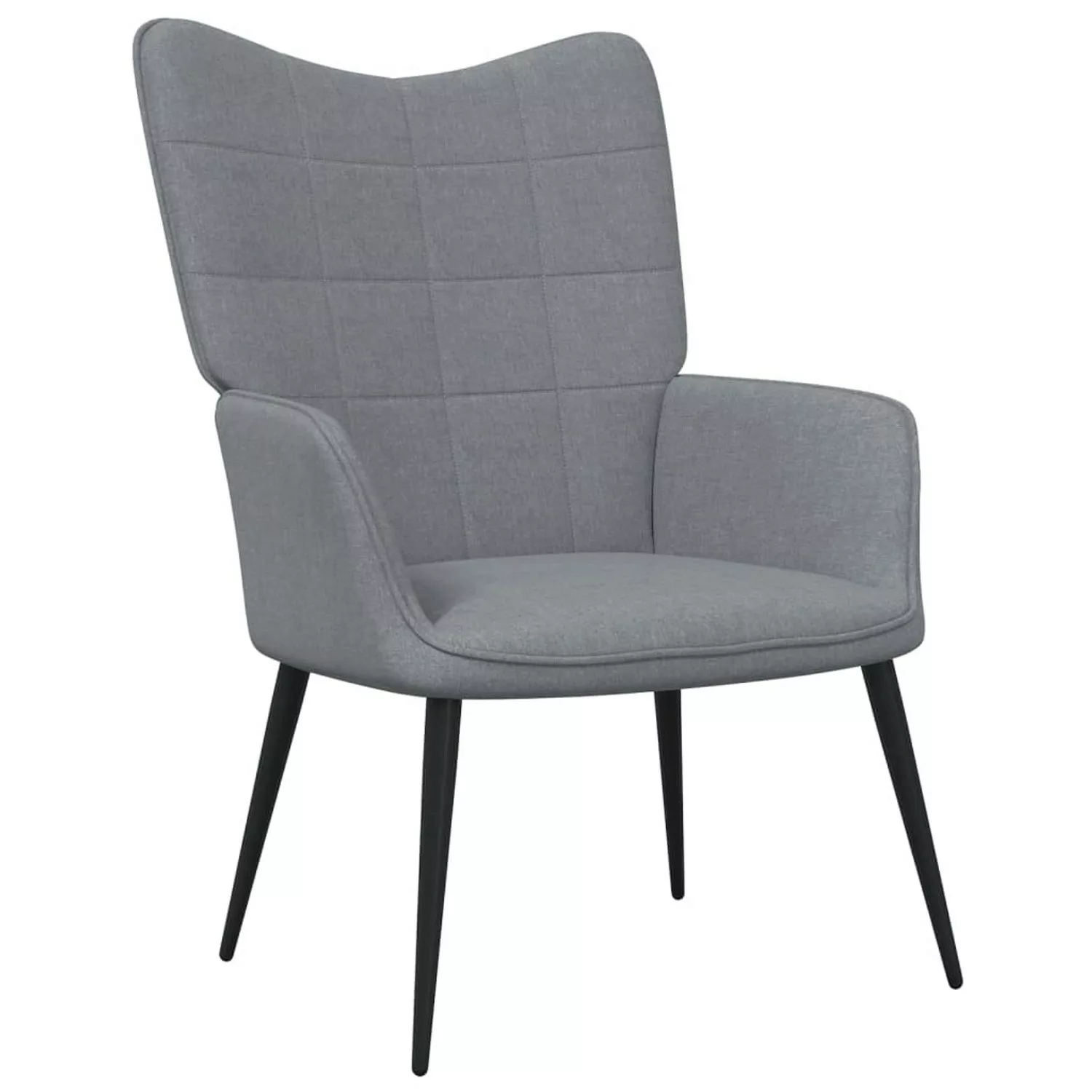 Relaxsessel Mit Hocker 62x68,5x96 Cm Hellgrau Stoff günstig online kaufen