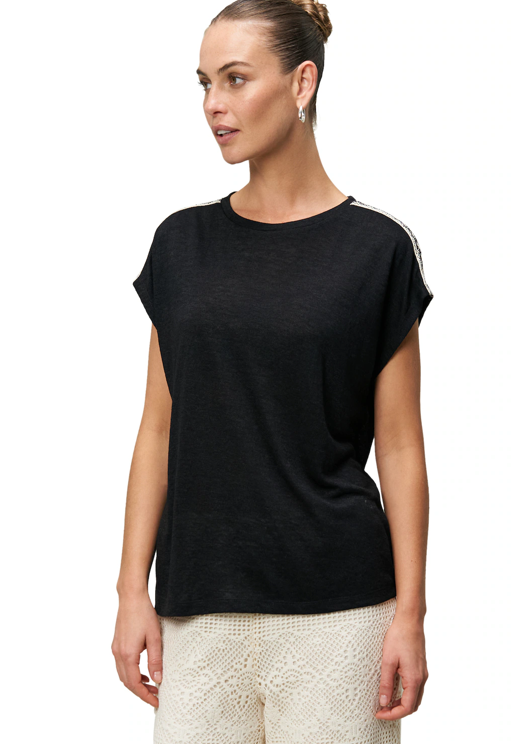 Zero T-Shirt "zero Damen Shirt mit Kontraststickerei", (1 tlg.), weiteres D günstig online kaufen