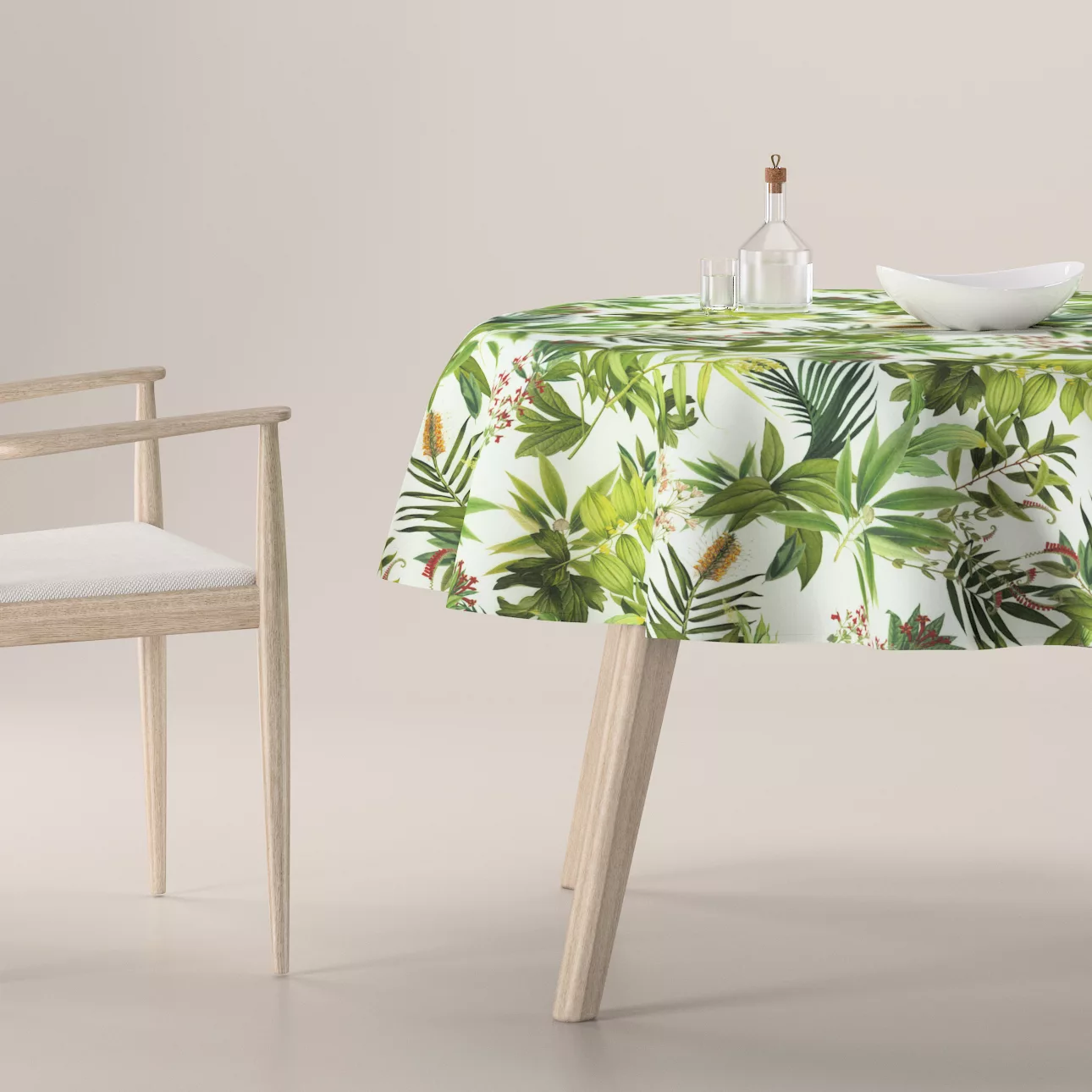 Runde Tischdecke, grün-weiß, Tropical Island (143-69) günstig online kaufen