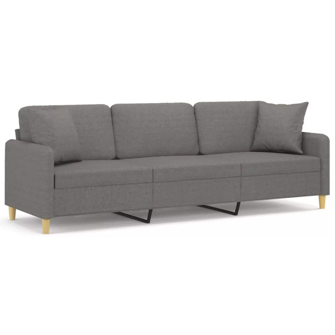 Vidaxl 3-sitzer-sofa Mit Kissen Dunkelgrau 210 Cm Stoff günstig online kaufen