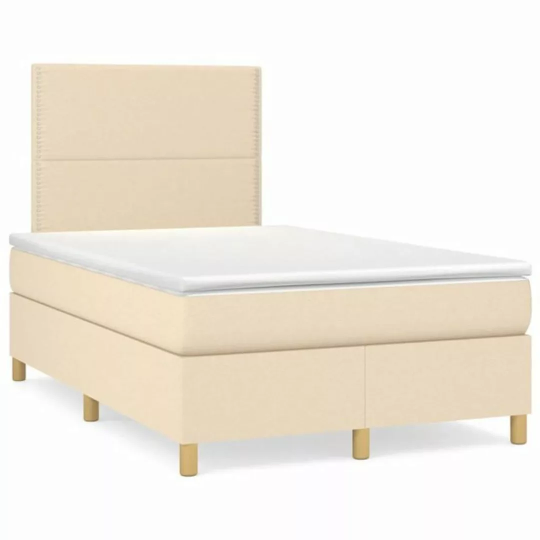 vidaXL Bettgestell Boxspringbett mit Matratze Creme 120x200 cm Stoff Bett B günstig online kaufen