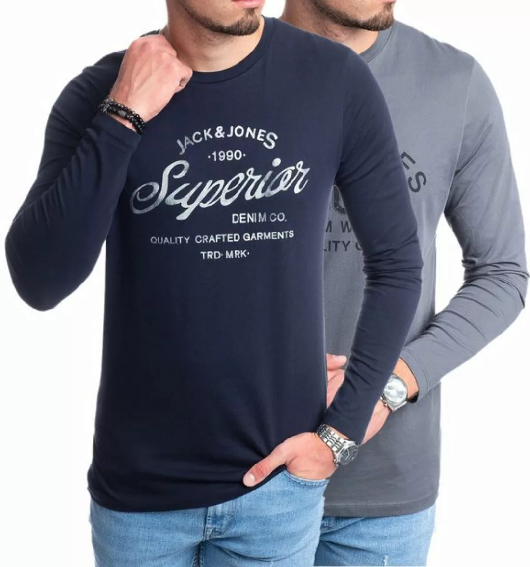 Jack & Jones Langarmshirt stilvolles Regular Fit Longsleeve mit Printdruck günstig online kaufen