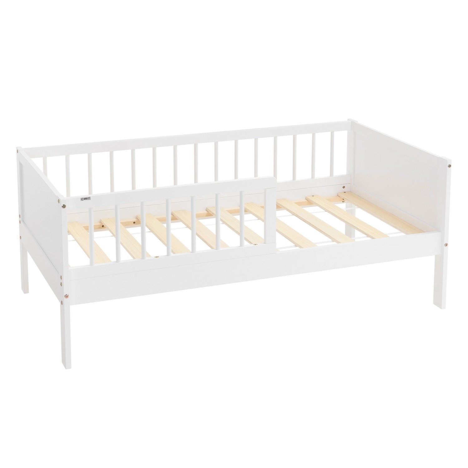 ML-Design Kinderbett 70x140 cm Weiß mit Lattenrost und Rausfallschutz günstig online kaufen