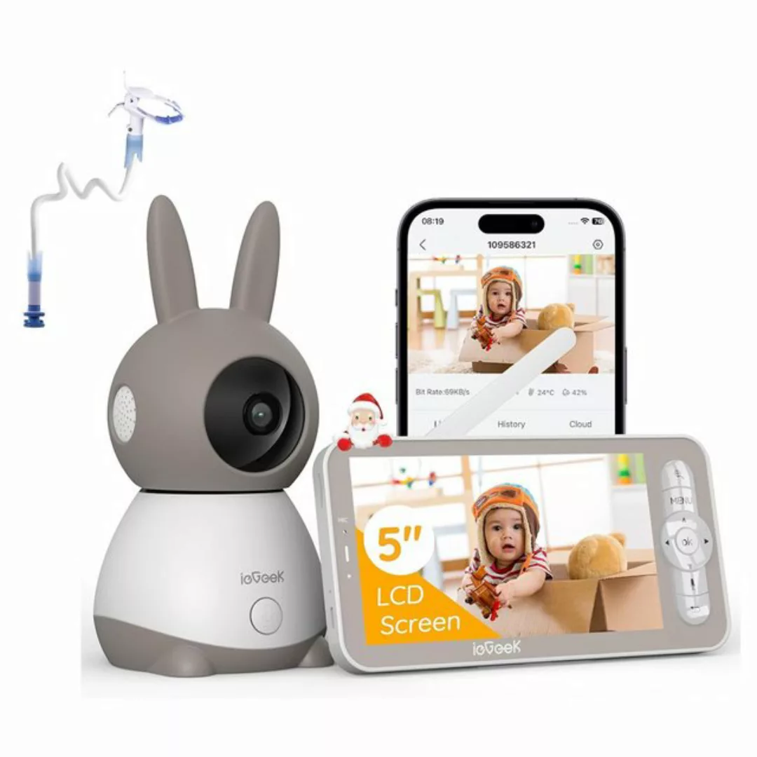 ieGeek Video-Babyphone Babyphone mit Kamera 2K/3MP, 5 Zoll WLAN Video babyf günstig online kaufen