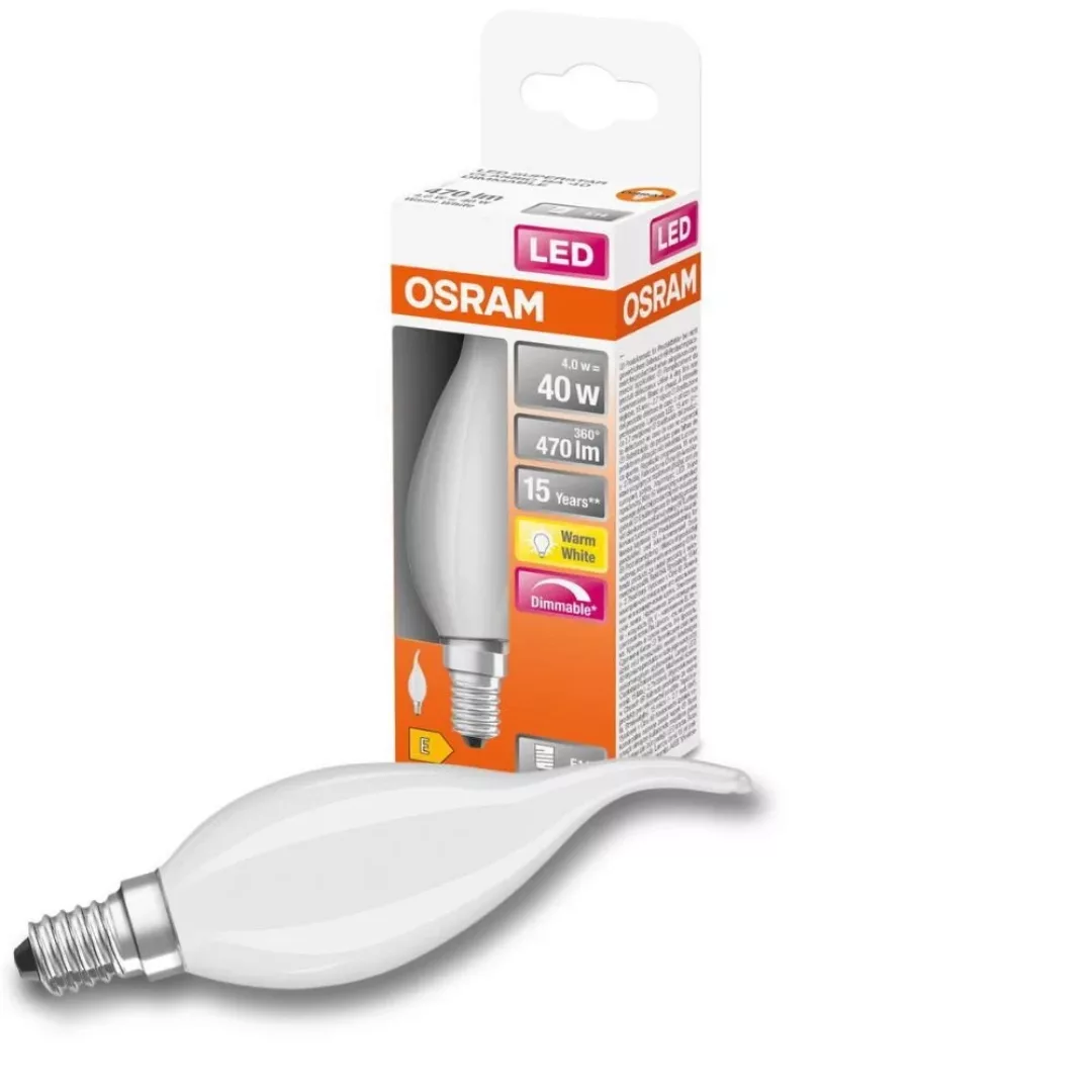 Osram LED Lampe ersetzt 40W E14 Windstoßkerze - Ba38 in Weiß 4W 470lm 2700K günstig online kaufen