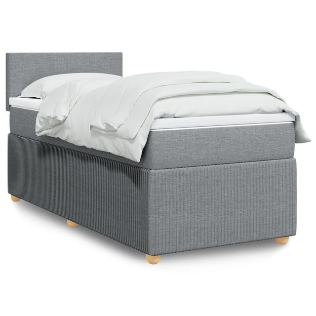 vidaXL Boxspringbett, Boxspringbett mit Matratze Hellgrau 100x200 cm Stoff günstig online kaufen