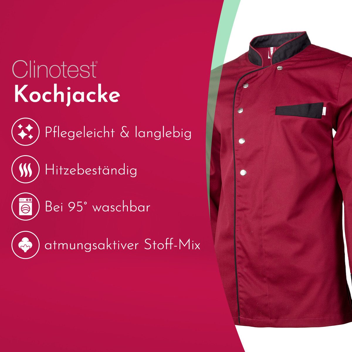 Clinotest Kochjacke langarm - 95 Grad günstig online kaufen